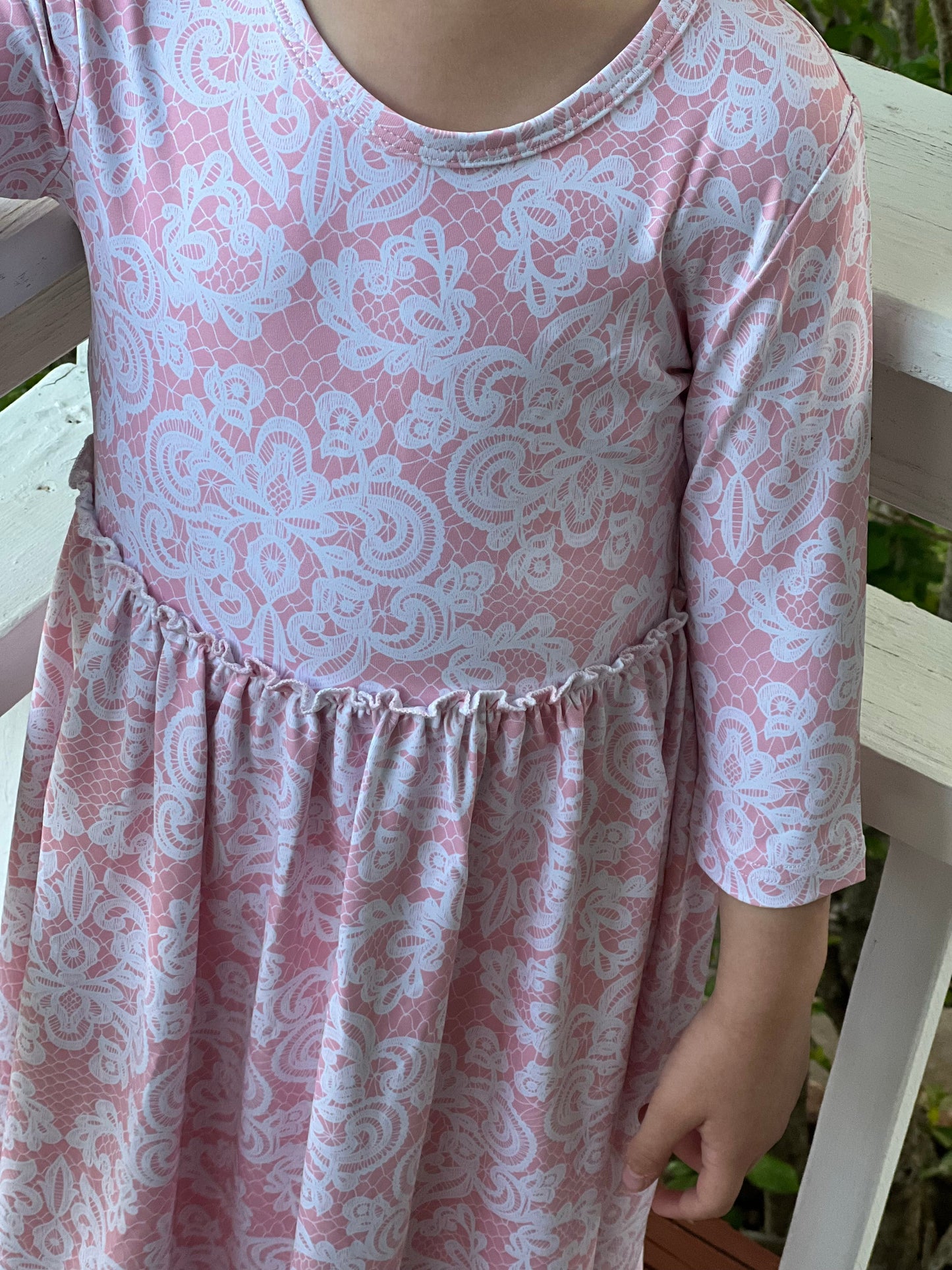Lovely Lace Dress Pink and White